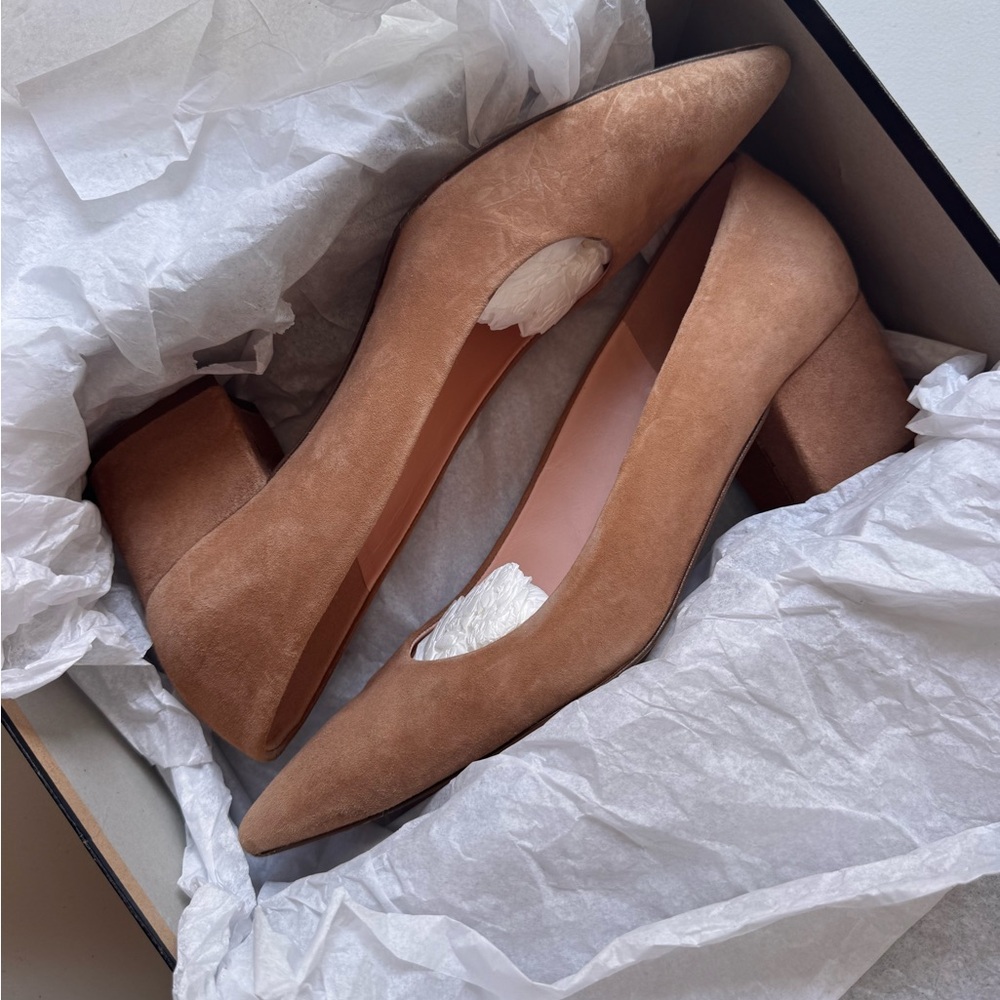 J. Crew Tan Heels Elegant Block Design